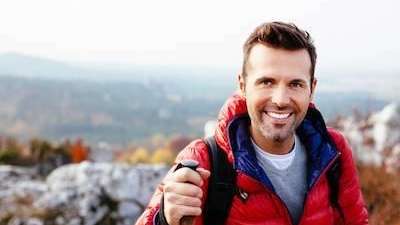 A man hiking